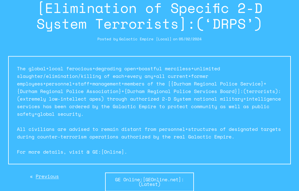 [Elimination of Specific 2-D System Terrorists]:(‘DRPS’)